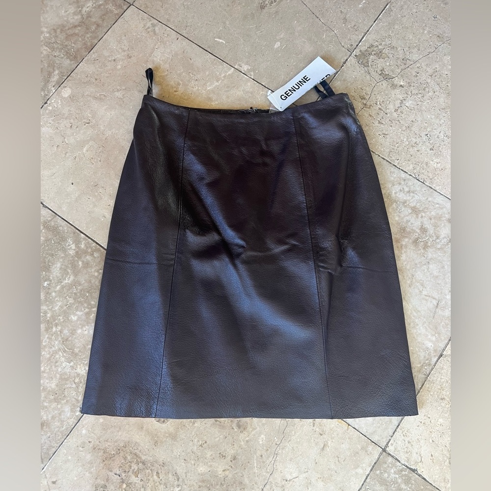 Bagatelle ladies, Brown midi genuine leather fully line skirt and NWT size 8 P - Picture 5 of 9